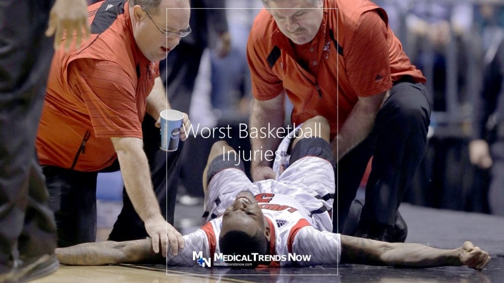NBA player in pain at the court - painful injury in basketball