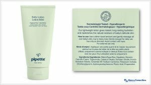 Pipette Baby Lotion product and detailed ingredients 
