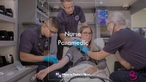 three nurse paramedic inside the ambulance with a patient