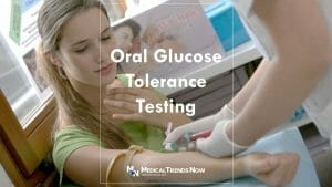 Blood test glucose by a medical technologists done with a female patient