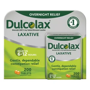 Dulcolax Laxative, 200 Tablets or Sheet of 25 Tablets, Overnight Constipation Relief Biscodyl 5mg