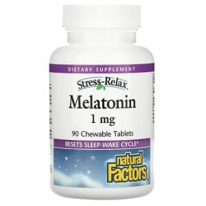 Natural Factors, Stress-Relax, Melatonin, Dietary Supplement, 1 mg, 90 Chewable Tablets