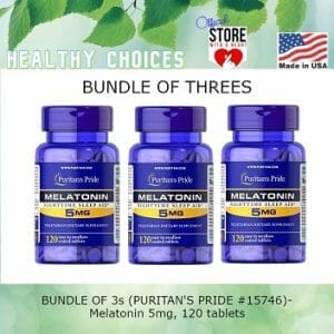 Puritan's Pride 15746 - Melatonin 5mg, 120 tablets (3 bottles)