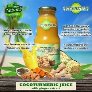 Cocoturmeric Juice with Ginger Extract, 250ML, All Natural and No Preservatives Added