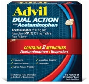 Advil Dual Action Pain Reliever, Acetaminophen & Ibuprofen Pain Relief Pills